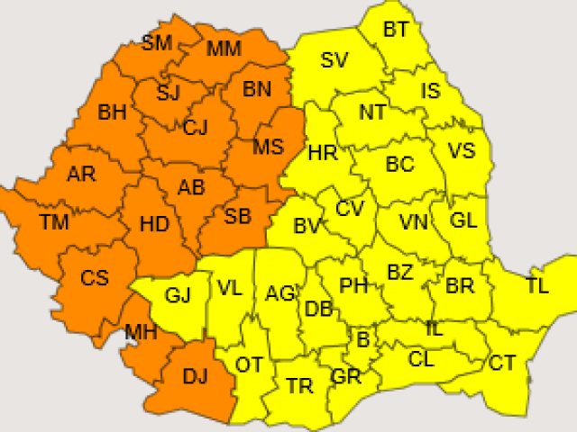 AVERTIZARE METEOROLOGICA - COD GALBEN 2-3 AUGUST 2017